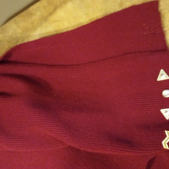 LDS OS 80's Look Beaded/Jeweled Burgundy Sweater Dress - Picture 15 of 15